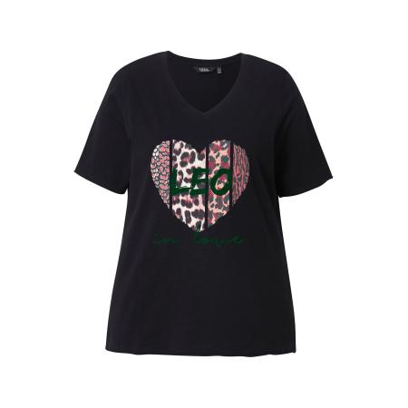 Ulla Popken Ulla Popken Shirt donkergroen / pink / zwart / offwhite