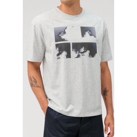 OLYMP Casual T-Shirt ronde hals zilvergrijs, Bedrukt