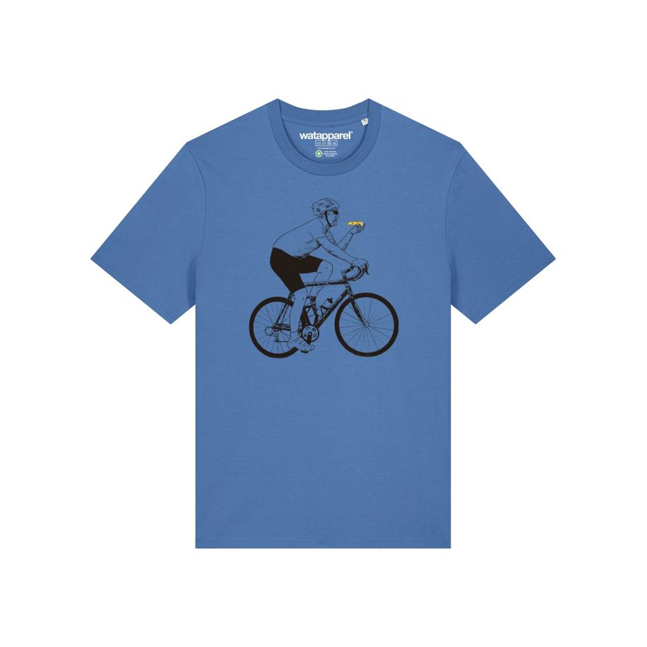 Watapparel Watapparel Shirt Fahrrad und Pizza saffier / zwart -