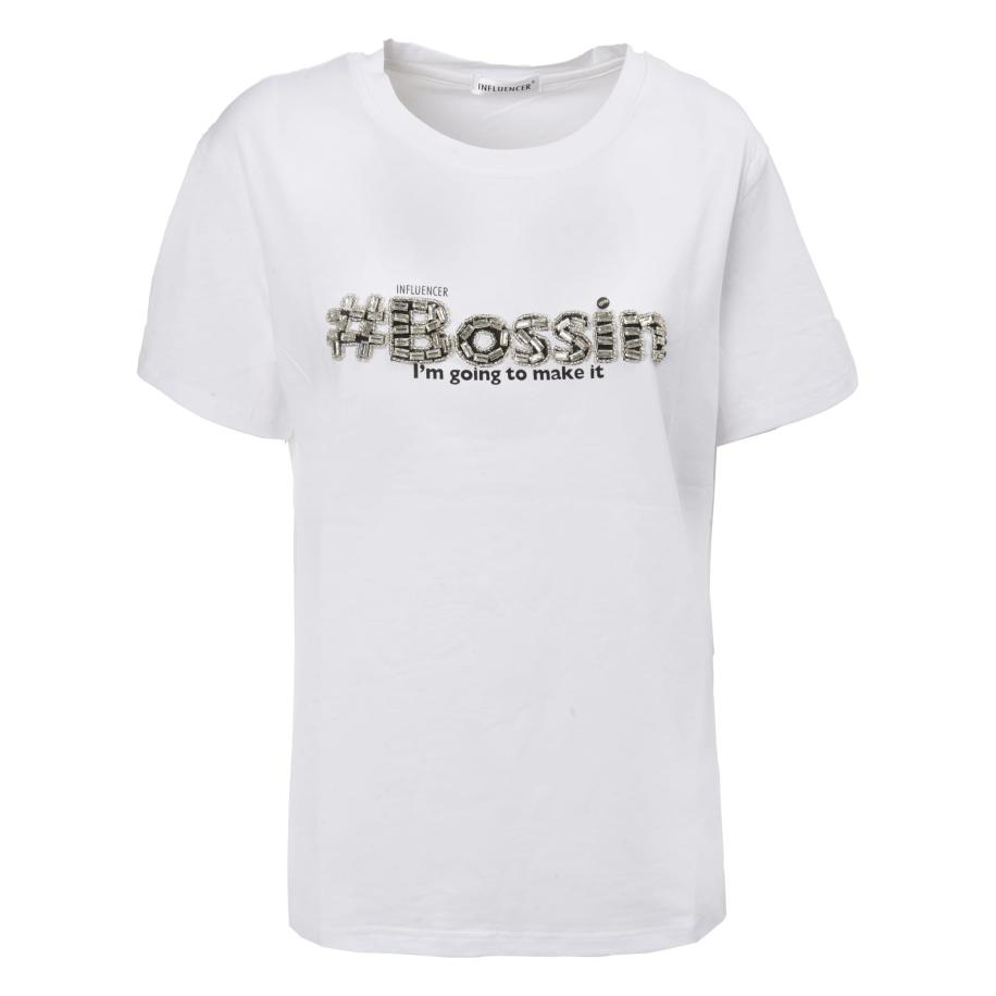 Influencer Influencer Shirt Bossing zwart / zilver / wit -