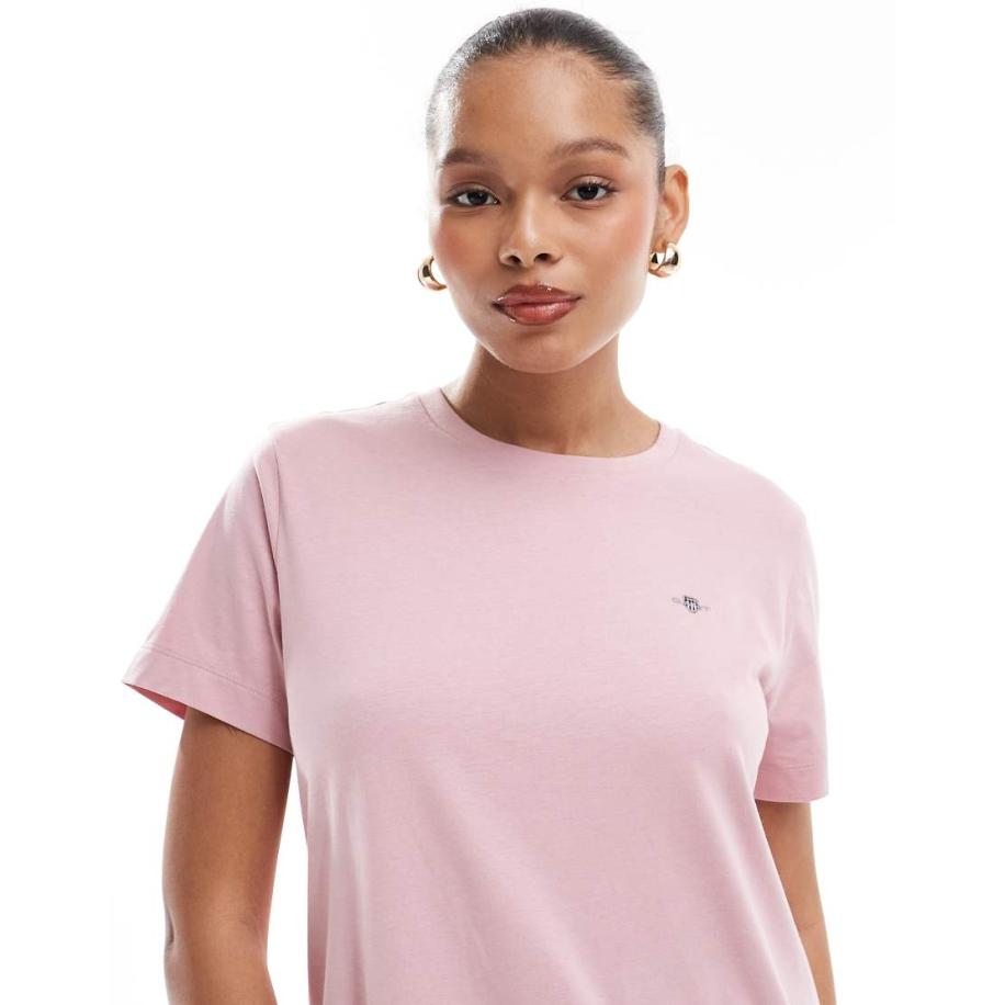 GANT T-shirt met schildlogo in roze Roze