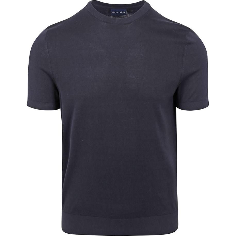 Suitable Knitted T-shirt Navy Blauw