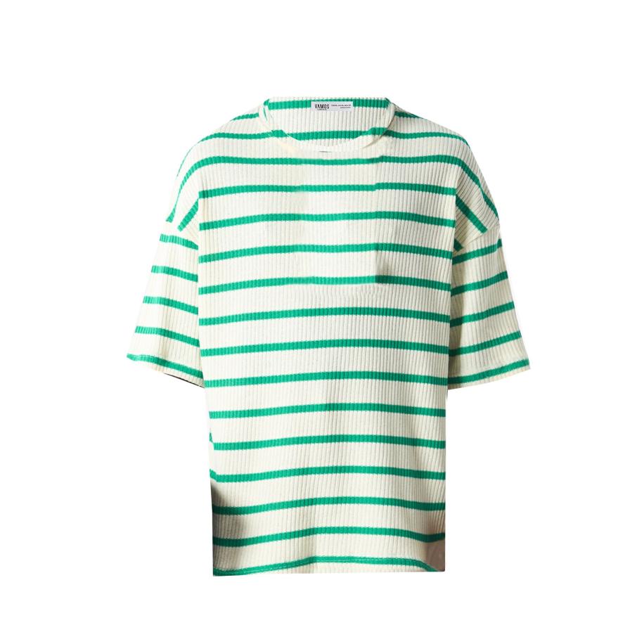VAMOS CLO Shirt groen / wit Wit