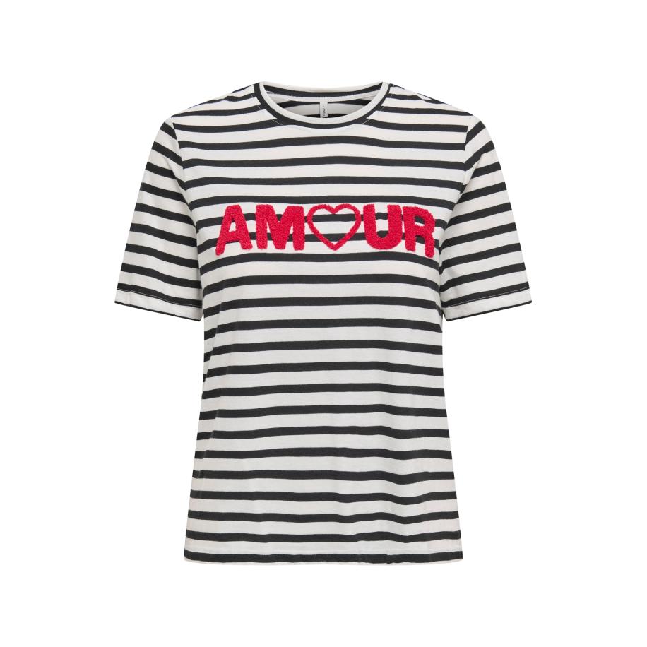 Only ONLY Shirt ONLKIKO vuurrood / zwart / wit -