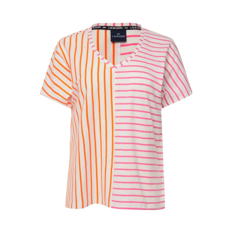 LAURASØN LAURASØN Shirt beige / oudroze / wit -