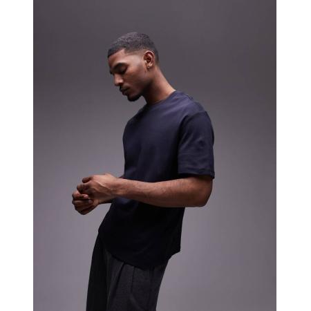 Mango - T-shirt met ruimvallende pasvorm in marineblauw-Grijs