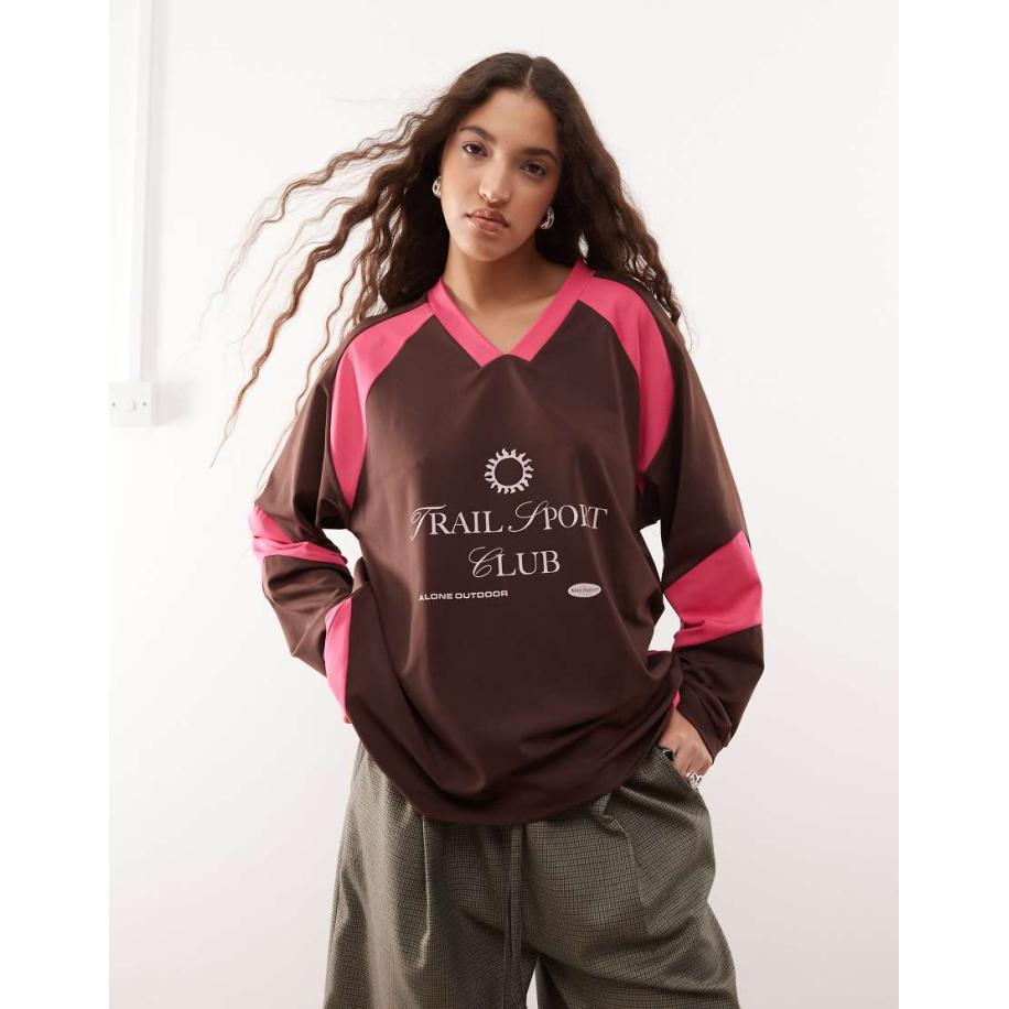 COLLUSION Oversized voetbalshirt-Bruin Bruin