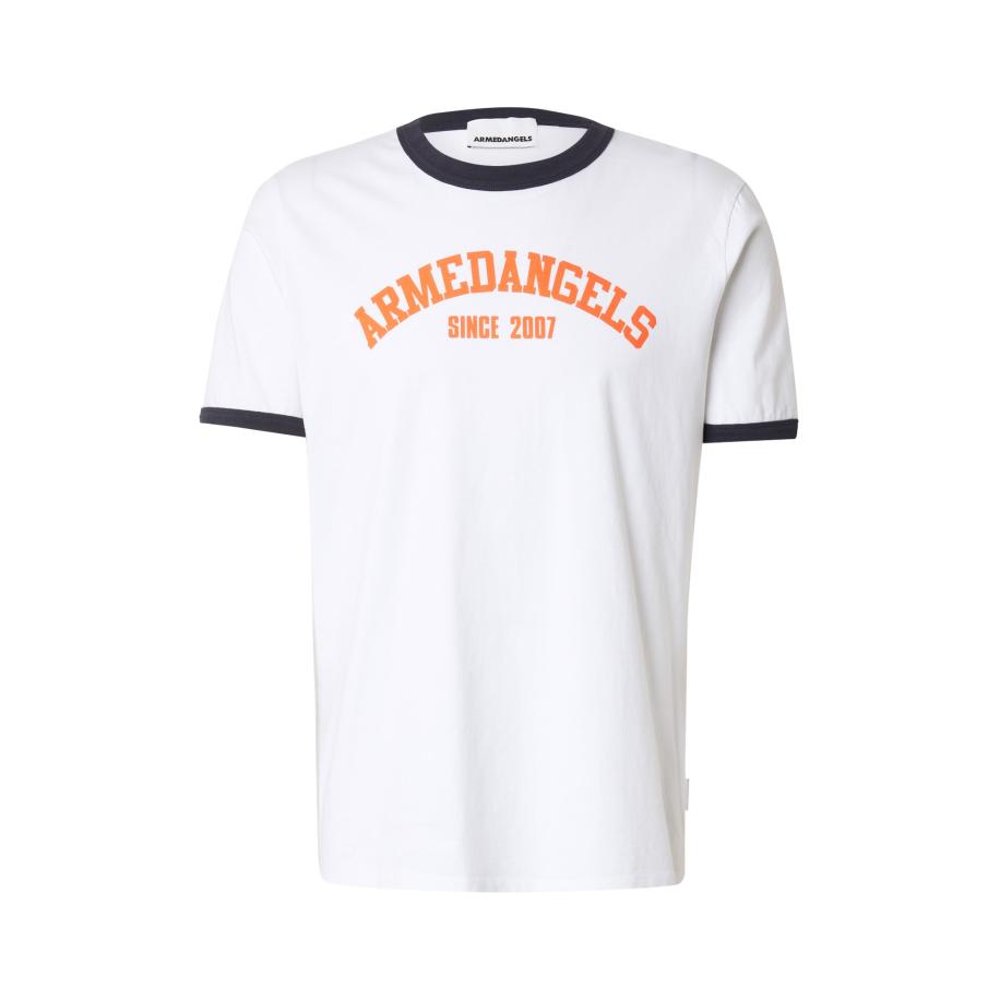 Armedangels ARMEDANGELS Shirt MAARKOS RINGER marine / oranje / wit -