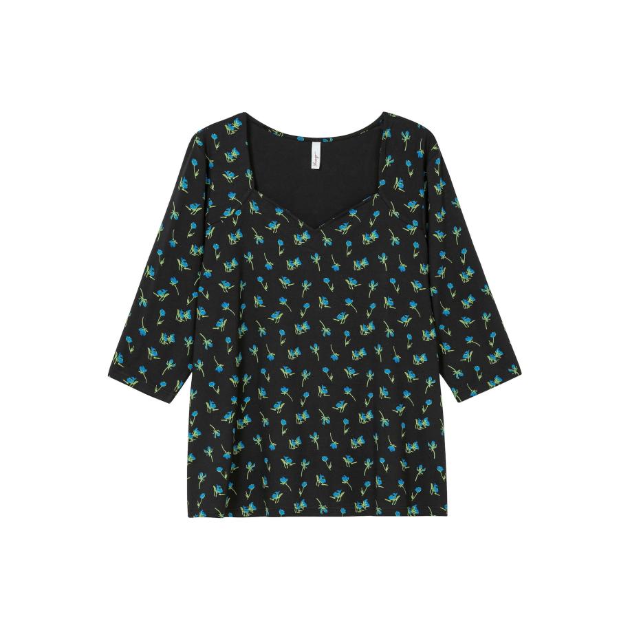 SHEEGO Shirt donkerblauw / lichtgroen / zwart Zwart