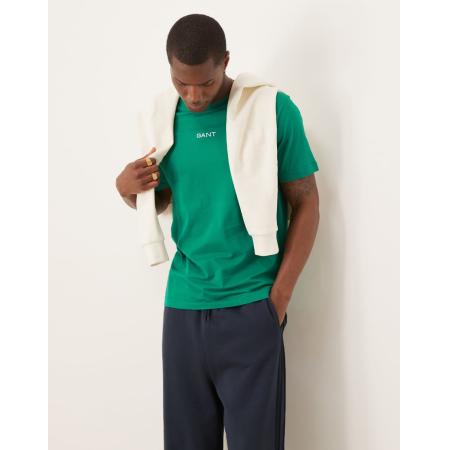 GANT - T-shirt met logo in het midden in middengroen