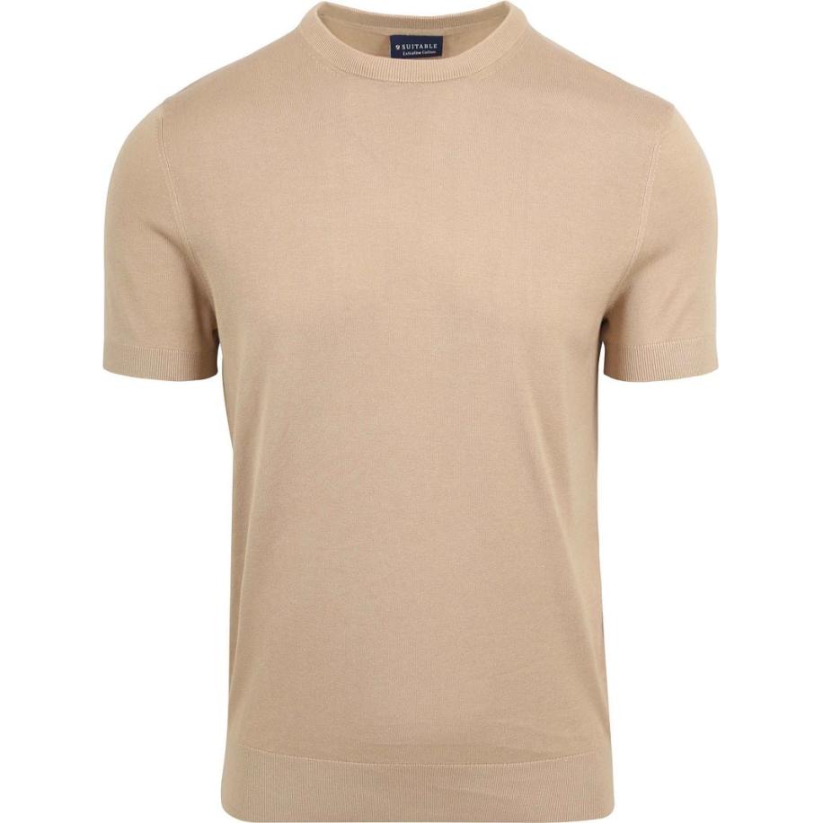 Suitable Knitted T-shirt Beige Bruin