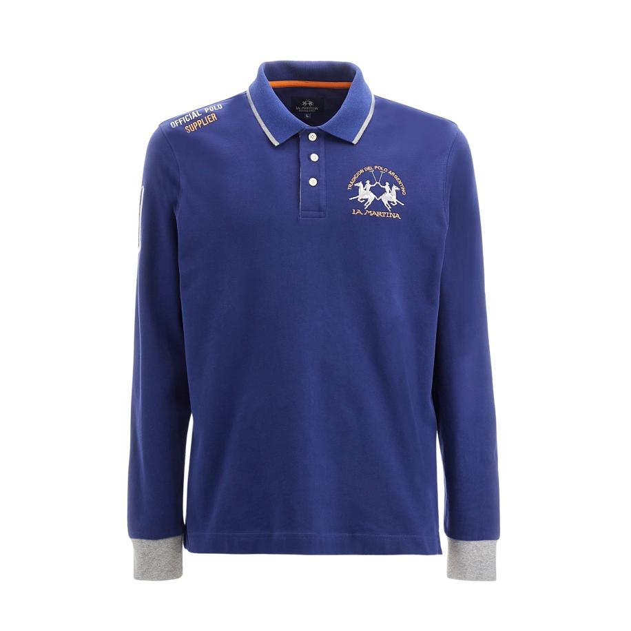 La Martina La Martina Shirt blauw / geel / grijs gemêleerd / wit -