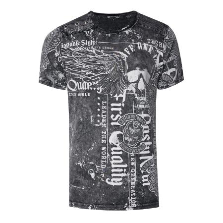 Rusty Neal Rusty Neal Shirt donkergrijs / wit