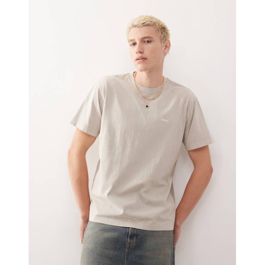 Obey - T-shirt met logo in zilvergrijs Grijs