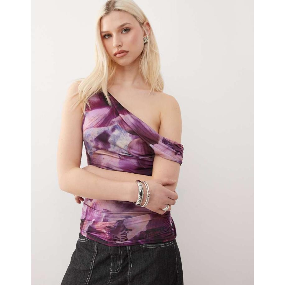 COLLUSION Top met blote schouder en bloemenprint-Veelkleurig Multicolor