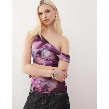 COLLUSION Top met blote schouder en bloemenprint-Veelkleurig