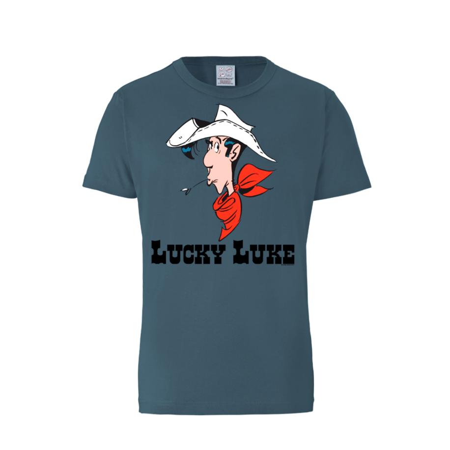 Logoshirt LOGOSHIRT Shirt Lucky Luke Portrait pastelblauw Blauw