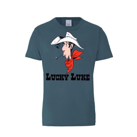 Logoshirt LOGOSHIRT Shirt Lucky Luke Portrait pastelblauw