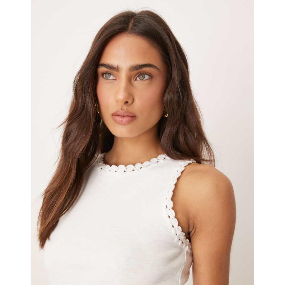 Nobody's Child Racerhemd met gehaakt randje in wit Wit