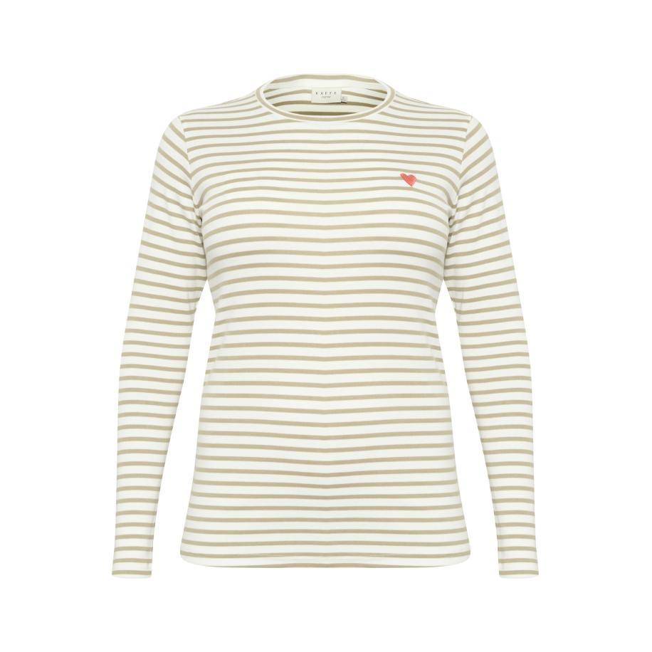 KAFFE CURVE Shirt Lia beige / olijfgroen / oranjerood Bruin