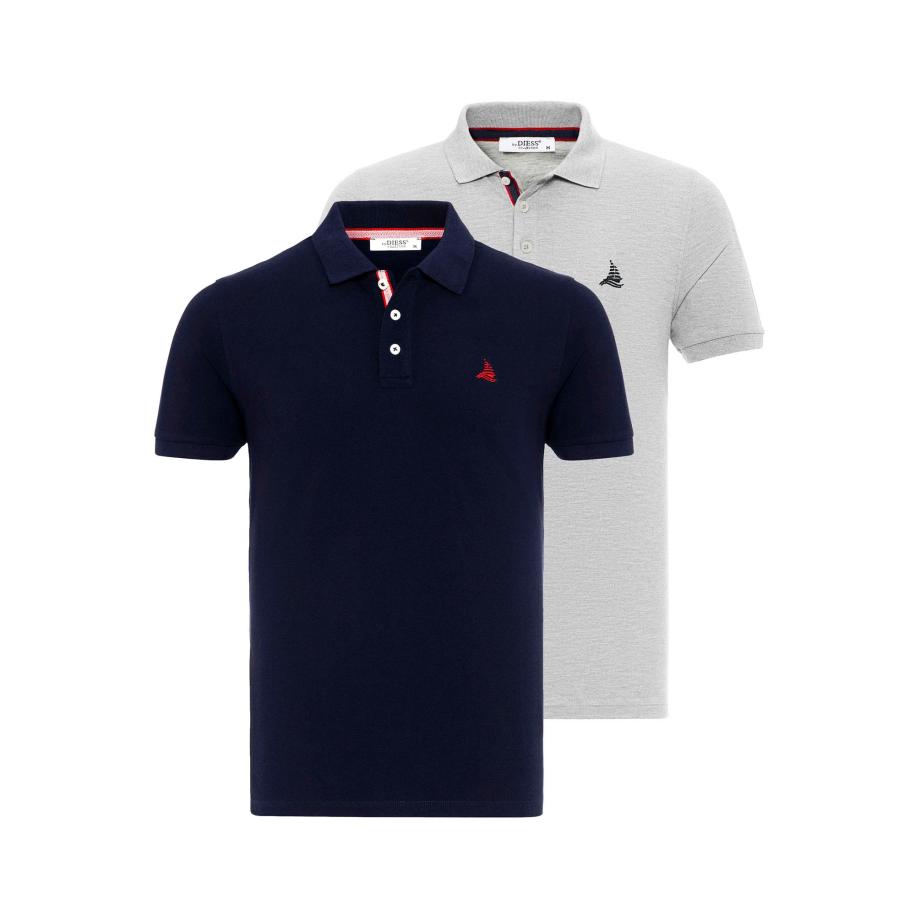 By Diess Collection By Diess Collection Shirt navy / grijs gemêleerd / rood -