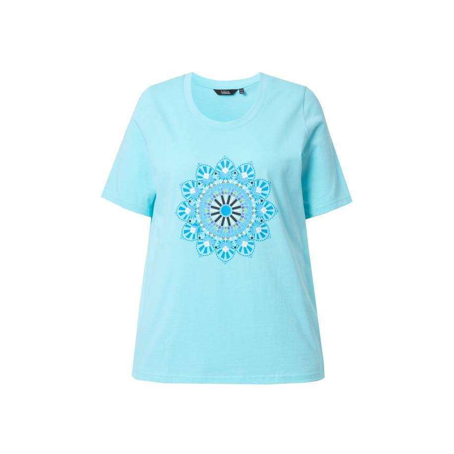 Ulla Popken Ulla Popken Shirt azuur / aqua / lichtgroen / wit -