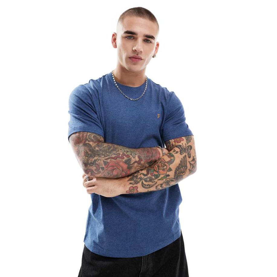 Farah - Danny - T-shirt in blauw Blauw