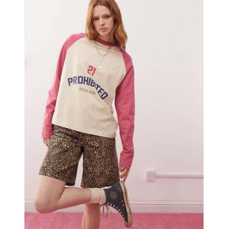 Prohibited T-shirt met lange mouwen en logo in rood