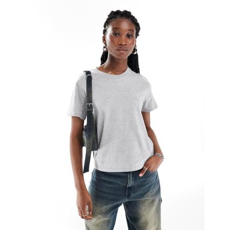 Monki T-shirt met korte mouwen in gemêleerd grijs