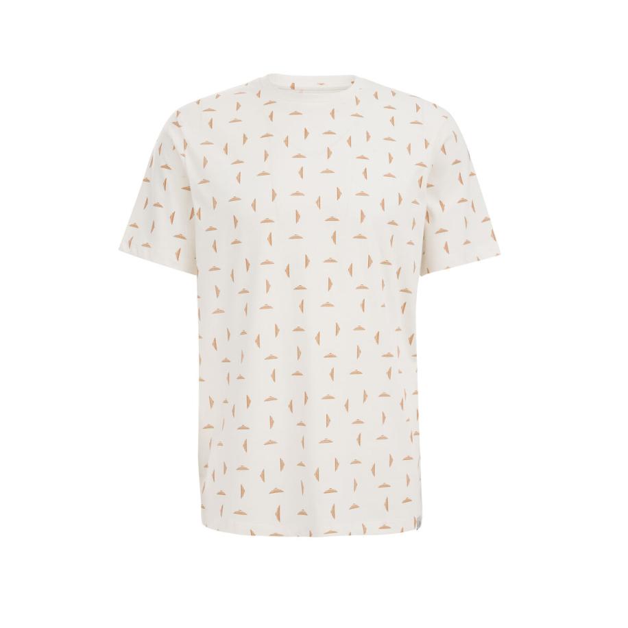 WE Fashion Heren T-shirt met dessin - Slim Fit - Gebroken wit - Katoen - Maat: XXL Wit