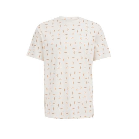WE Fashion Heren T-shirt met dessin - Slim Fit - Gebroken wit - Katoen - Maat: XXL