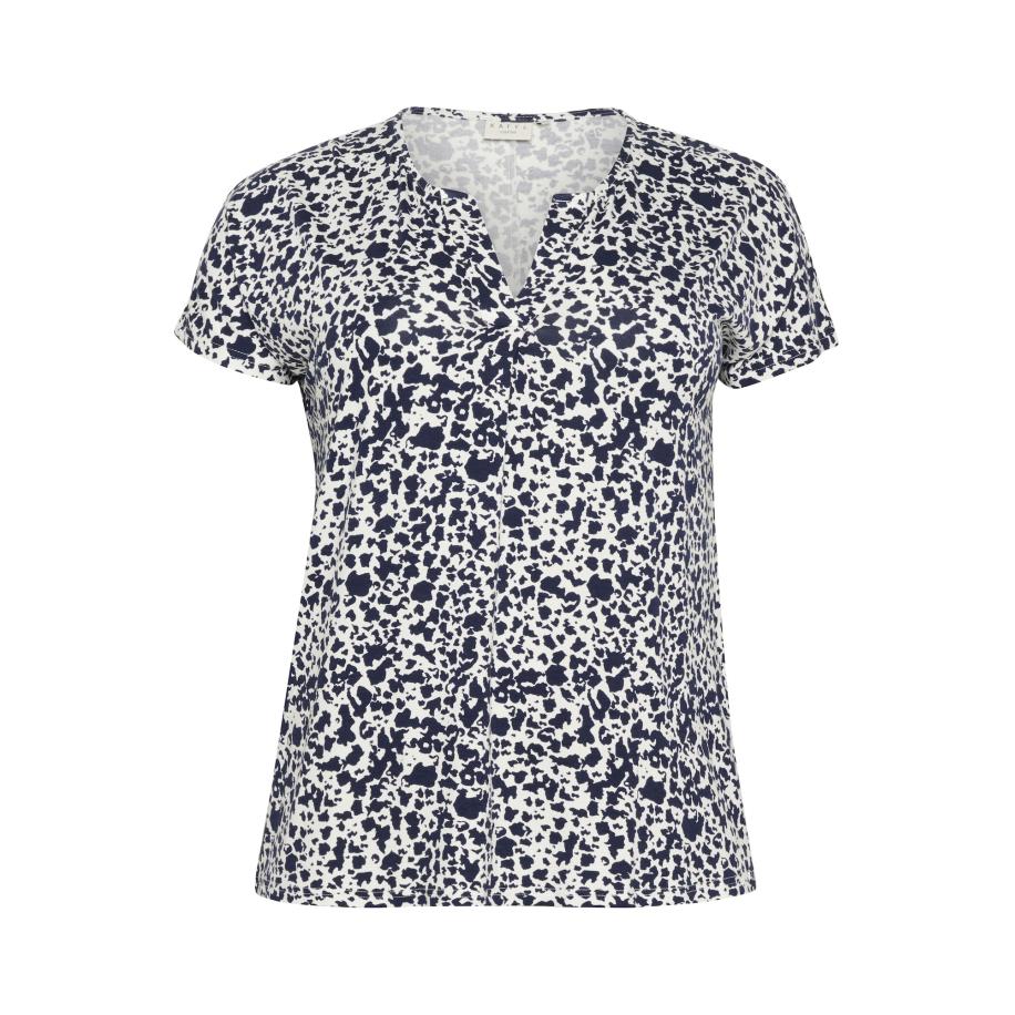 KAFFE CURVE Shirt KCCharlotta marine / wit Blauw