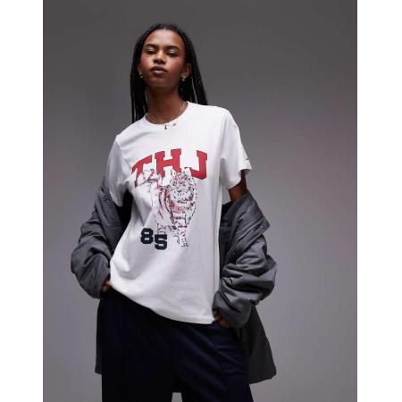 Tommy Jeans Oversized T-shirt met grafische kattenprint in wit