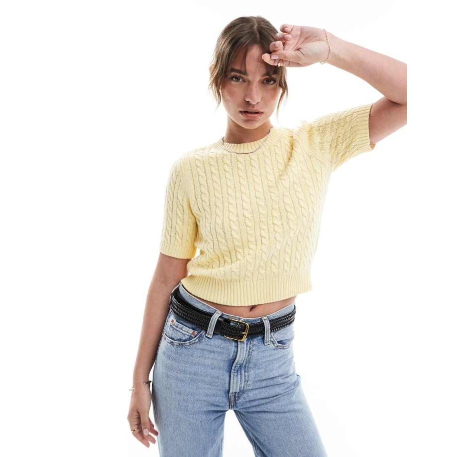 New Look Kabelgebreid T-shirt in geel Geel