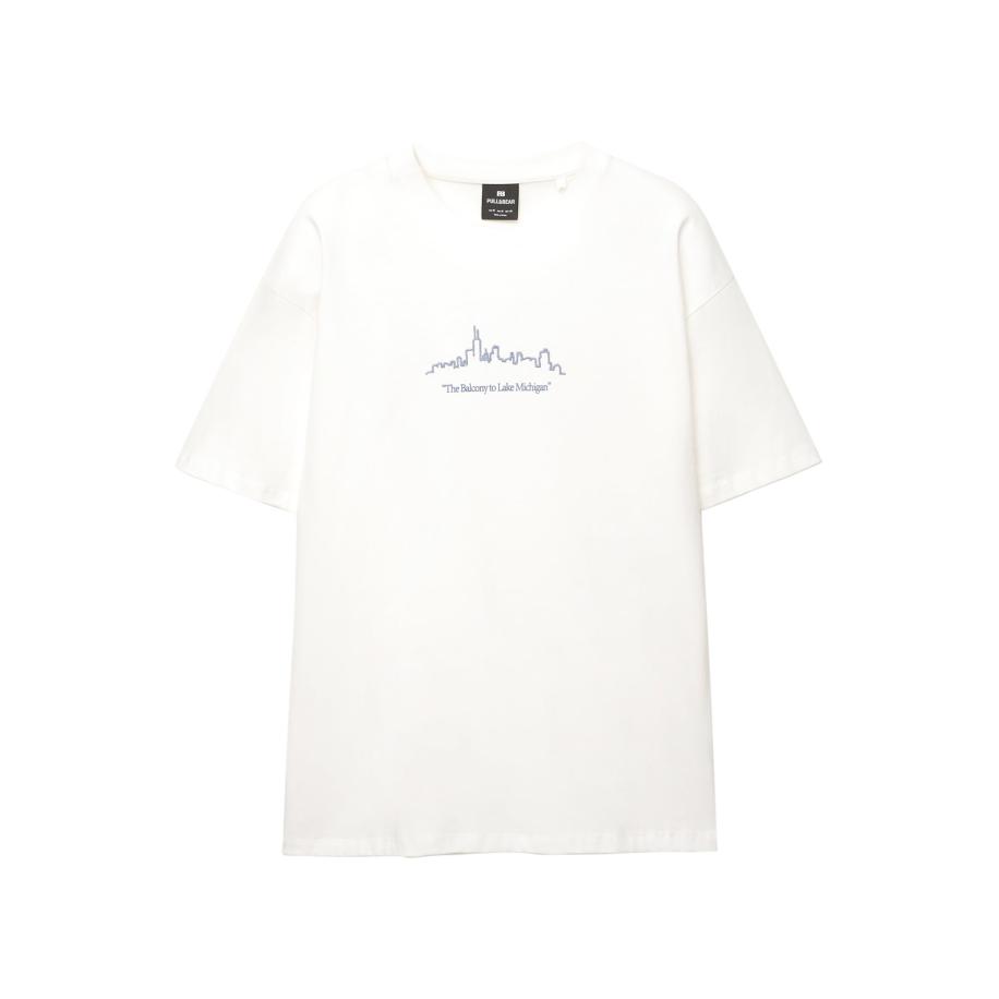 Pull&Bear Pull&Bear Shirt CHICAGO saffier / wit -