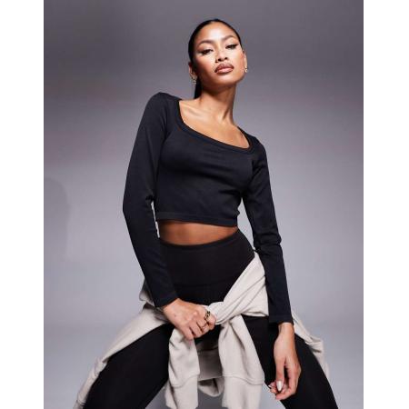 4505 Active Naadloze top met lange mouwen in zwart