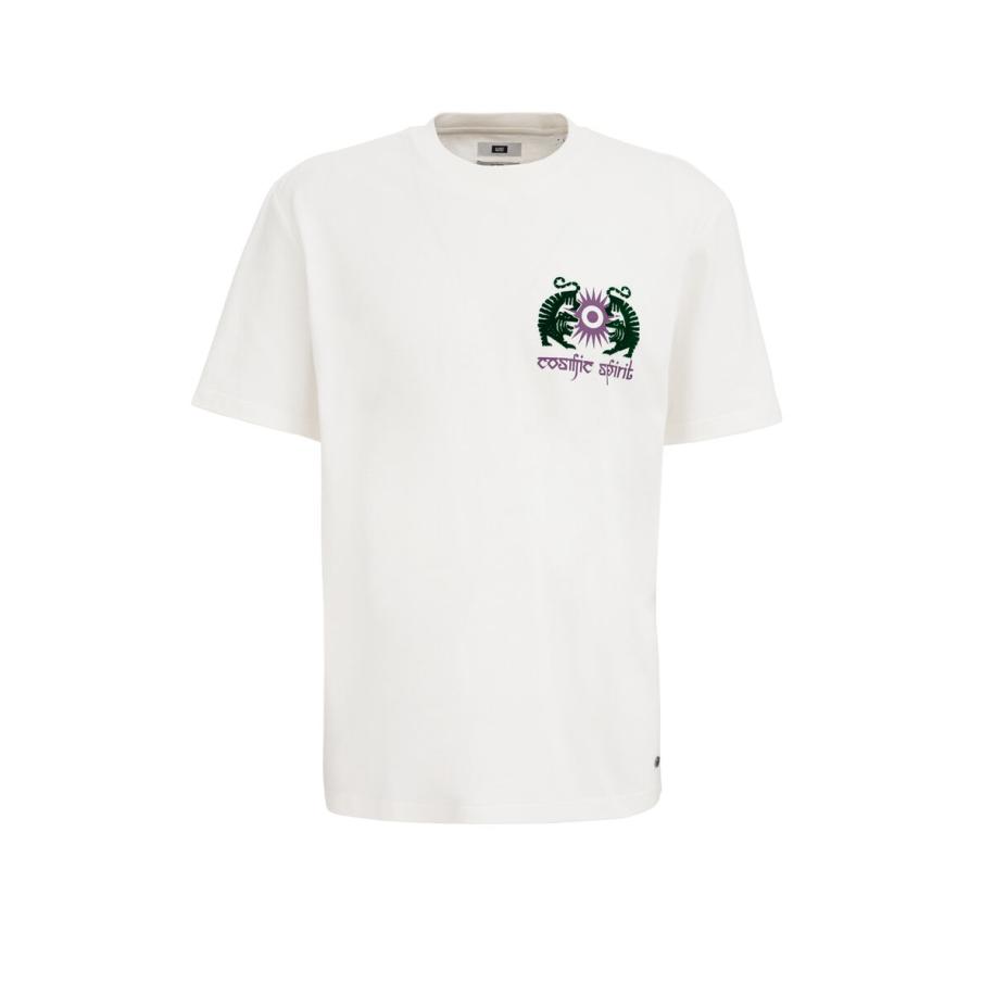 WE Fashion Heren T-shirt met opdruk - Loose fit - Gebroken wit - Katoen - Maat: XL Wit