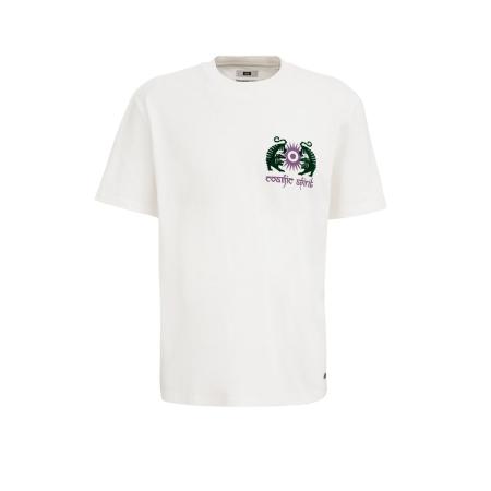 WE Fashion Heren T-shirt met opdruk - Loose fit - Gebroken wit - Katoen - Maat: XXXL