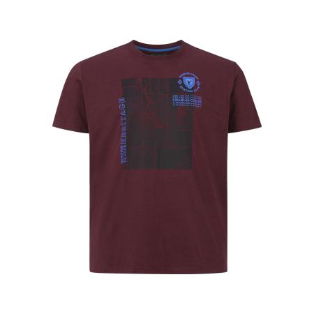 Charles Colby T-Shirt donkerrood, Print