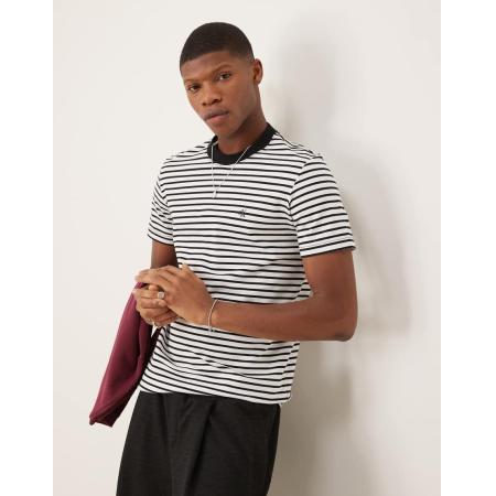 Calvin Klein Jeans - Premium T-shirt van dikke stof in wit en zwart gestreept-Veelkleurig