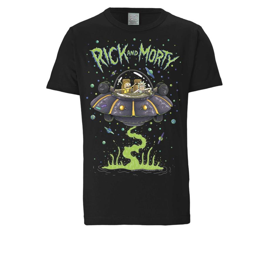 LOGOSHIRT Shirt Rick & Morty - Raumschiff zwart Zwart