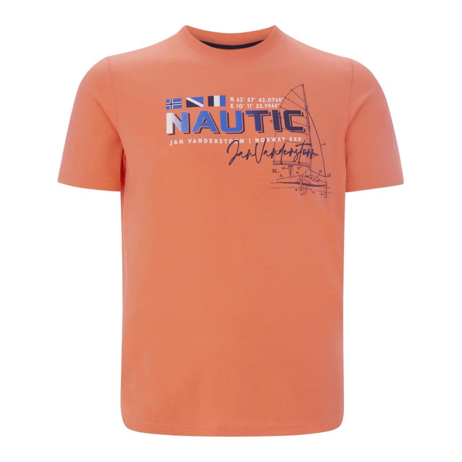 jan vanderstorm Jan Vanderstorm Shirt Svenhelm navy / lichtoranje / natuurwit -