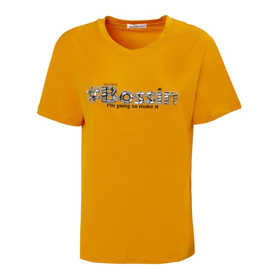Influencer Influencer Shirt Bossing oranje / zwart / transparant -
