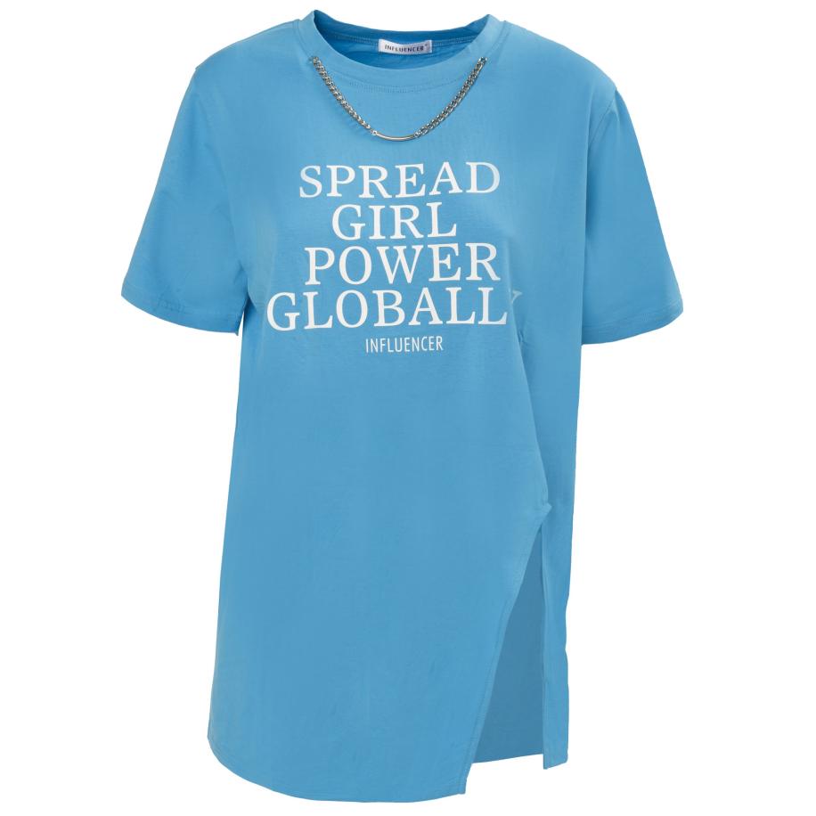 Influencer Influencer Shirt azuur / wit -