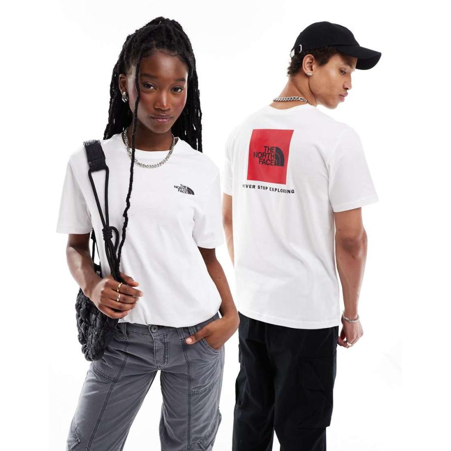 The North Face Red Box T-shirt met print op de achterkant in wit Wit
