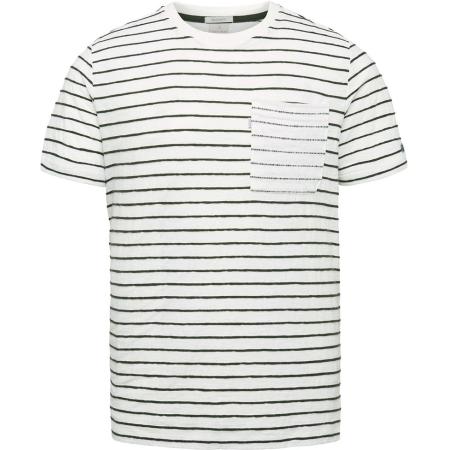 Cast Iron T-Shirt Strepen Borstzak Wit