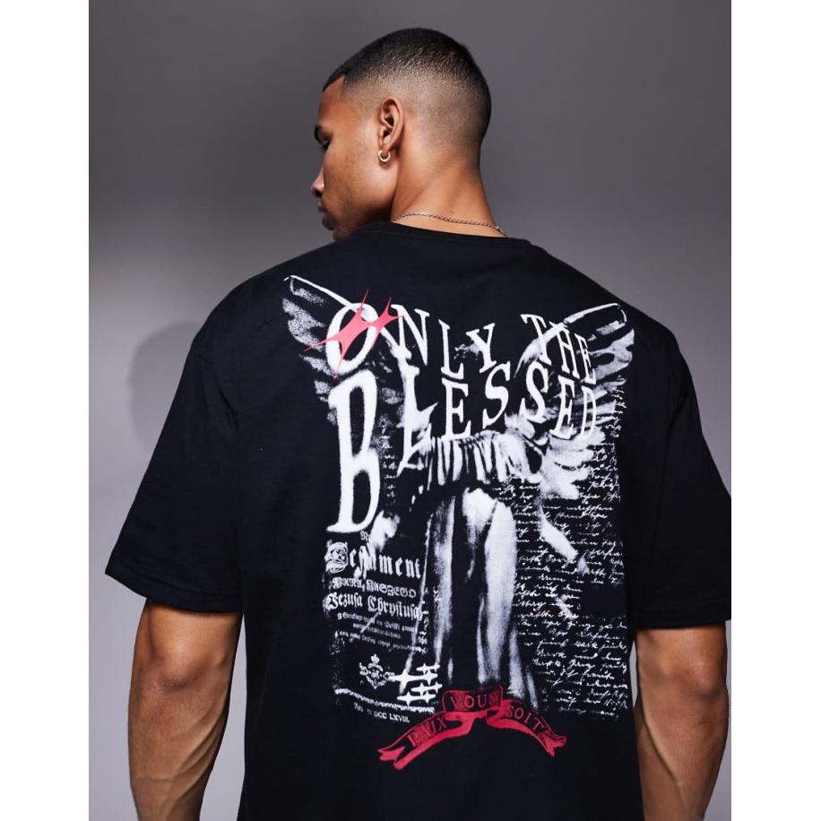 Liquor N Poker - T-shirt met grafische print met siersteentjes in antracietgrijs Grijs