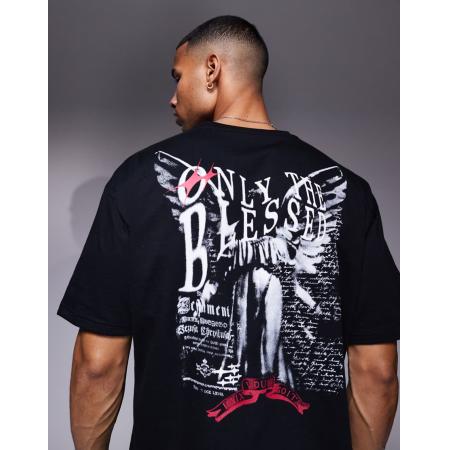 Liquor N Poker - T-shirt met grafische print met siersteentjes in antracietgrijs
