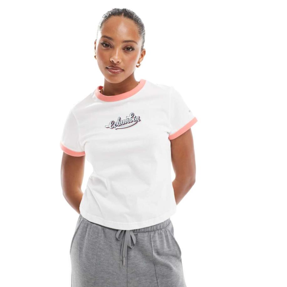 Columbia Rolling Bend T-shirt met grafische print in wit Wit