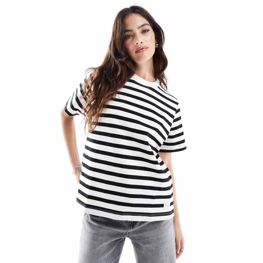 Scalpers Heavy Solid T-shirt met zwarte strepen Zwart